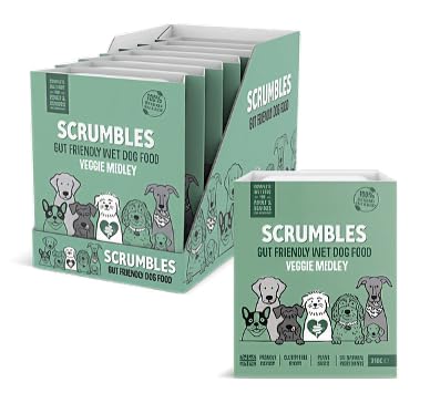 Scrumbles • Wet Dog Food • Hypoallergenic • All Lifestages • Grain Free Plant-Based Veggie • 2.76kg (7 Trays x 395g) • Natural Complete Adult Recipe • Gut Friendly Prebiotics