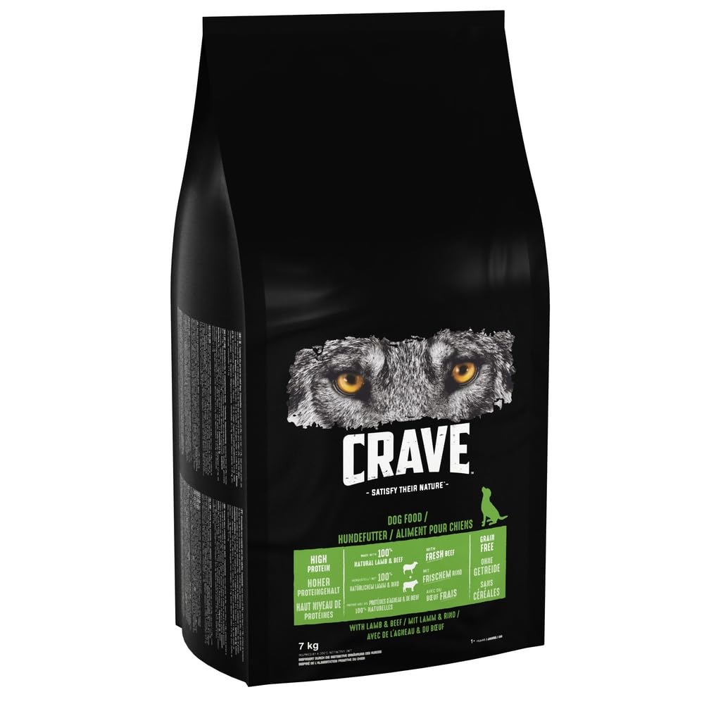 Crave Lamb & Beef 7 kg Bag, Premium Adult Dry Dog Food with high Protein, Grain-free