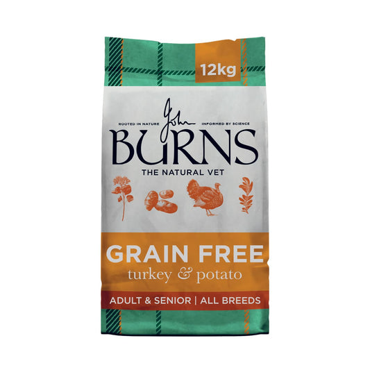 Burns Pet Nutrition Complete Dry Hypoallergenic Dog Food For Sensitive Dogs - Turkey and Potato 12 kg