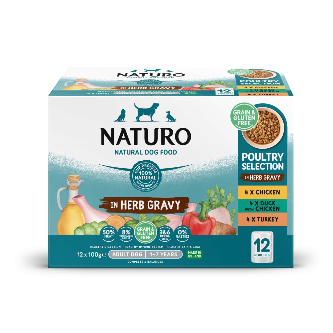 Adult Poultry Selection Dog Food in Herb Gravy, 100g Pouches x 12