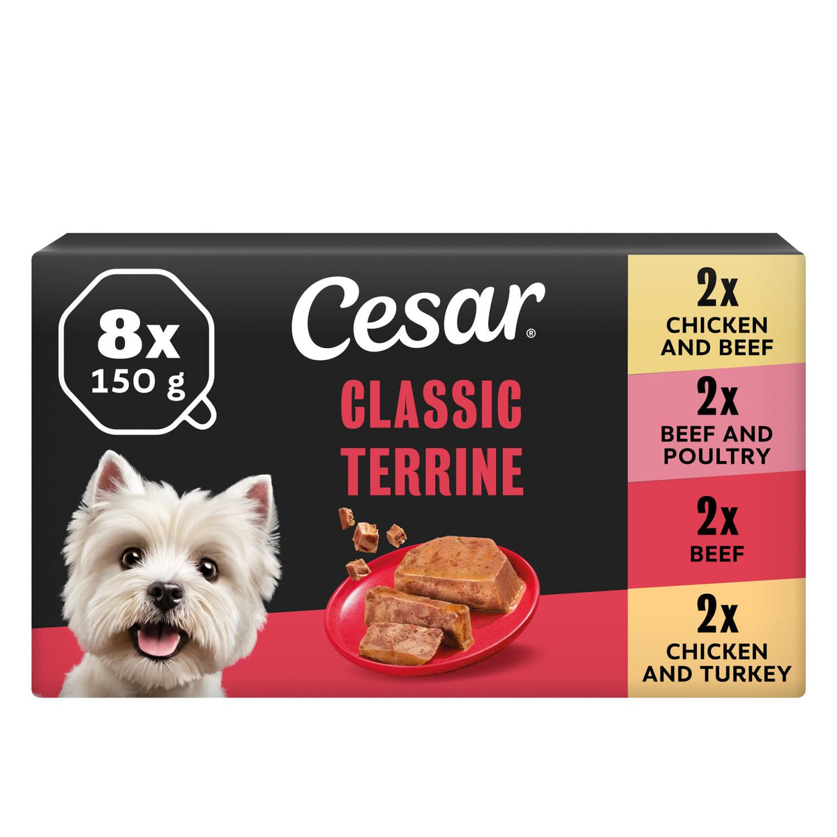 Cesar ClassicTerrine Dog Food Wet - Mixed Selection in Jelly, 8x150g (Pack of 3)