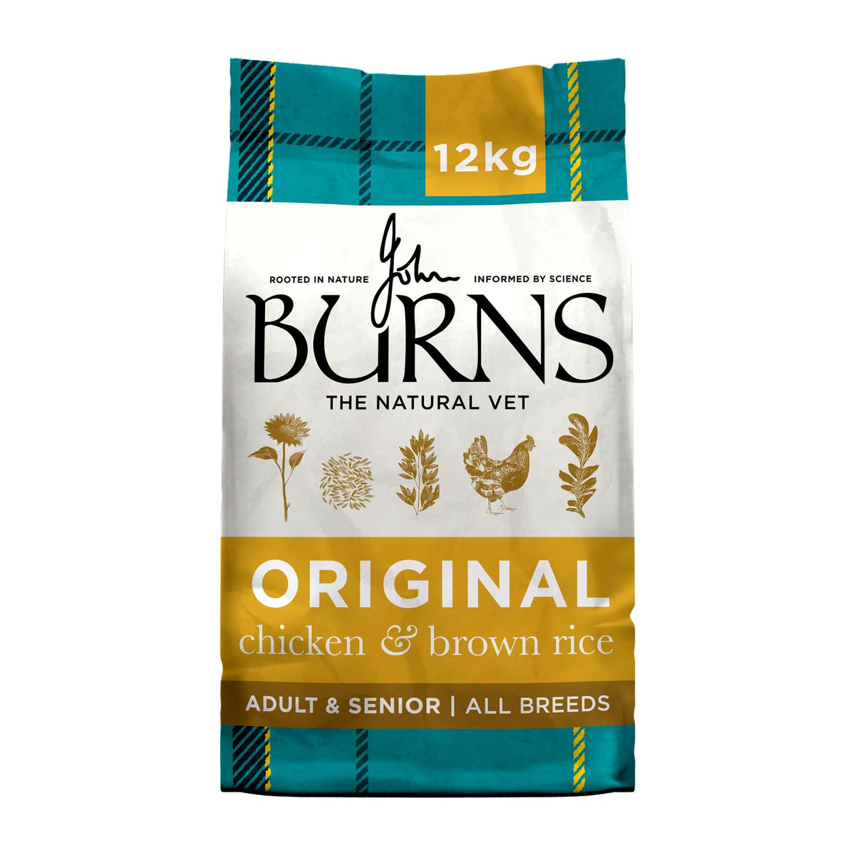 Burns Pet Nutrition Hypoallergenic Complete Dry Dog Food Adult and Senior Dog Original Chicken and Brown Rice 12 kg