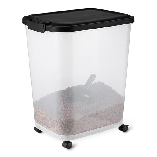 Amazon Basics Pet Food Storage Container, 15.8 kg,Transparent and Black