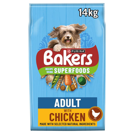BAKERS Adult Dry Dog Food - Chicken & Veg with Spirulina & Spinach 14KG
