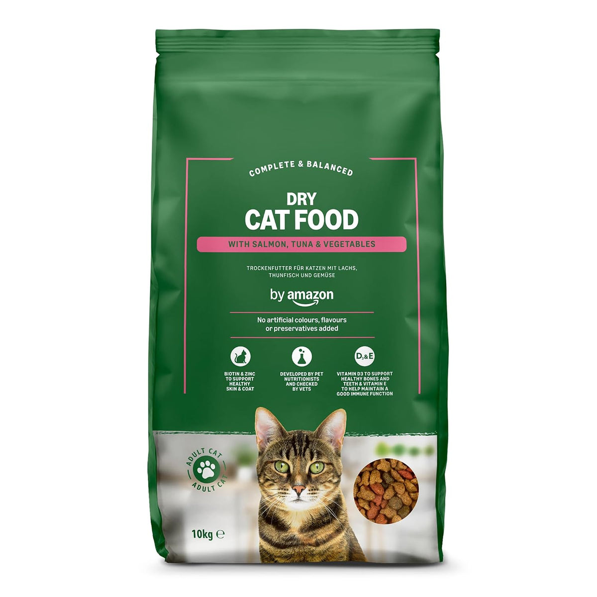 by Amazon - Complete Dry Cat Food with Salmon, Tuna and Vegetables, 1 pack of 10kg