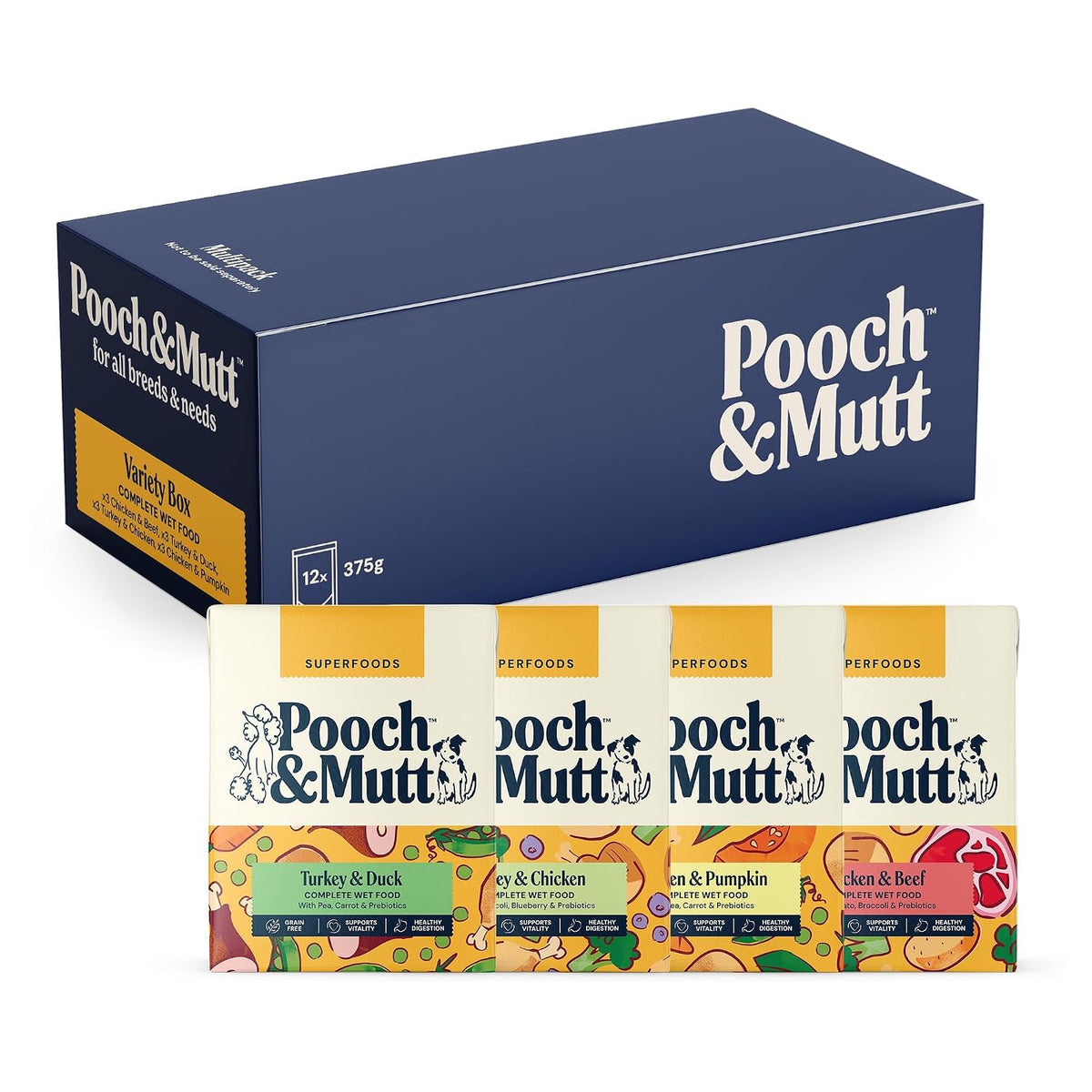 Pooch & Mutt - Variety Pack, Complete Wet Dog Food, 12x375g
