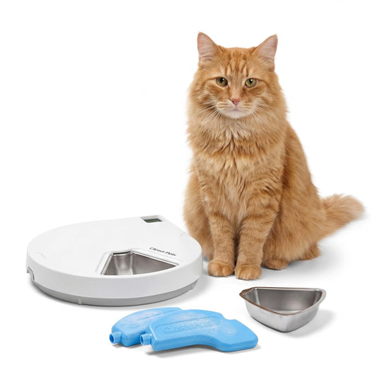 Closer Pets 5-Meal Automatic Pet Feeder, 330g per Bowl, White