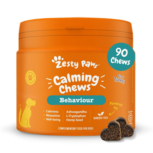 Zesty Paws Calming Treats for Dogs, Rich in Turkey, 90 Chews, Daily Use