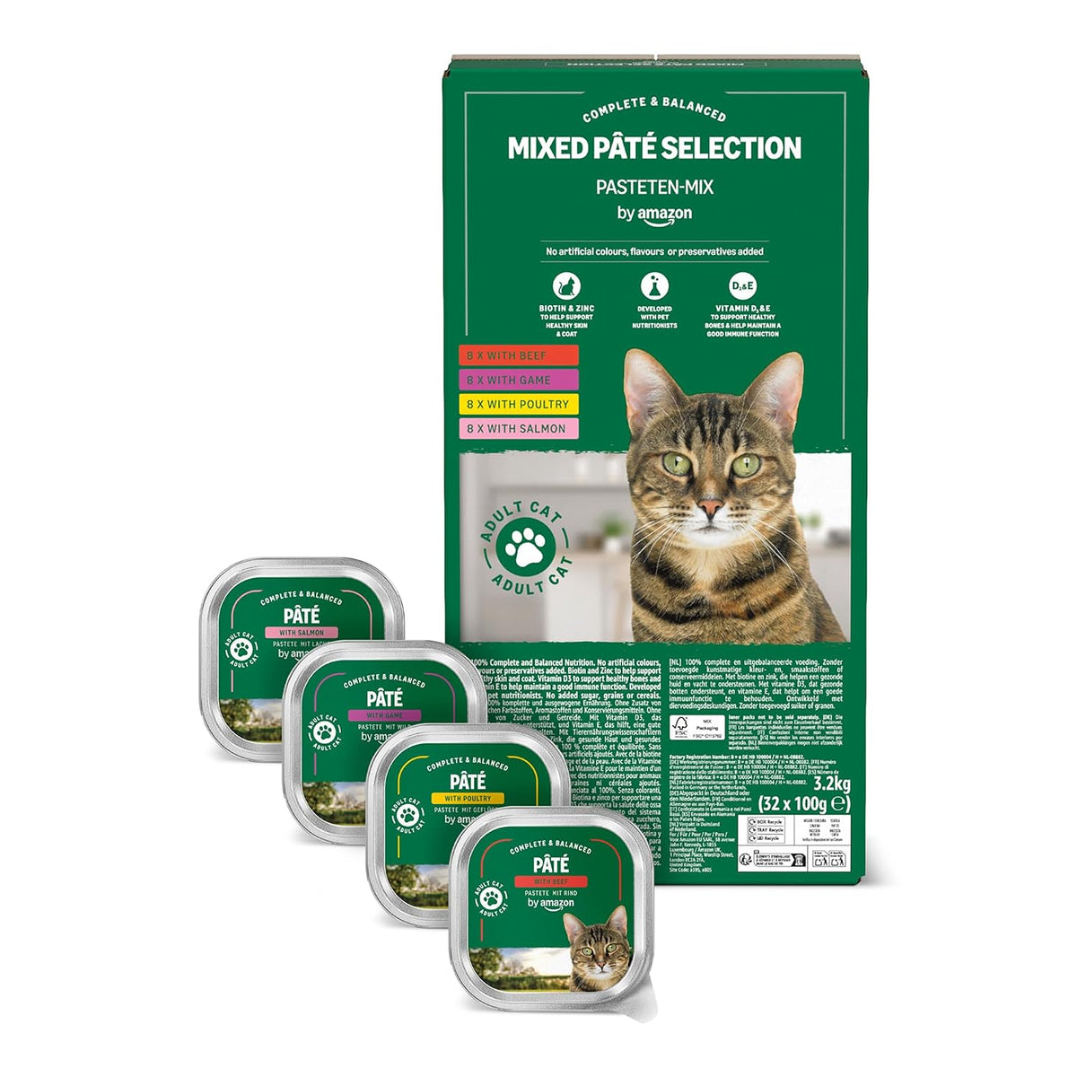 by Amazon Wet Cat Food, Paté Mixed, 100g, Pack of 32