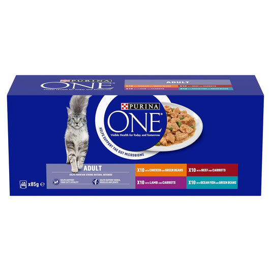 PURINA ONE Mini Fillets Mixed Selection in Gravy Adult Wet Cat Food 40x85g