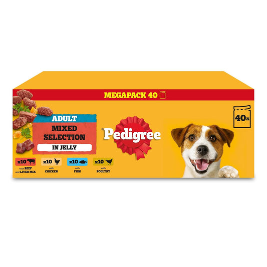 PEDIGREE Adult Dog Food Pouches Mixed Selection in Jelly 40 x 100 g Mega Pack