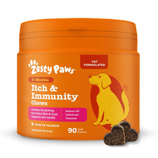 Zesty Paws Itch & Immunity Chews for Dogs, with Salmon, Daily Use, 90 Chews