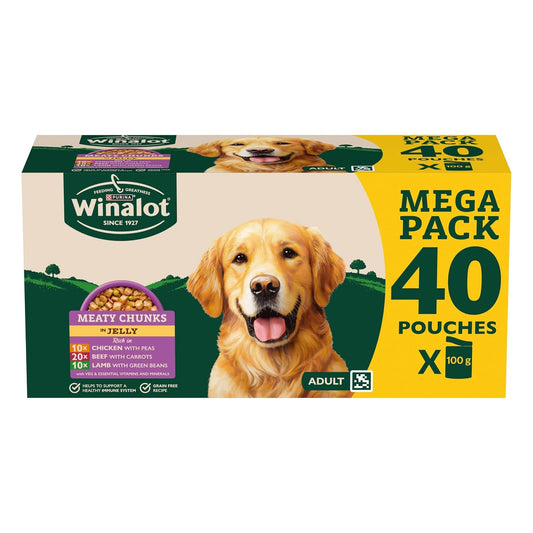 WINALOT Meaty Chunks Mixed in Jelly Wet Dog Food 40x100g