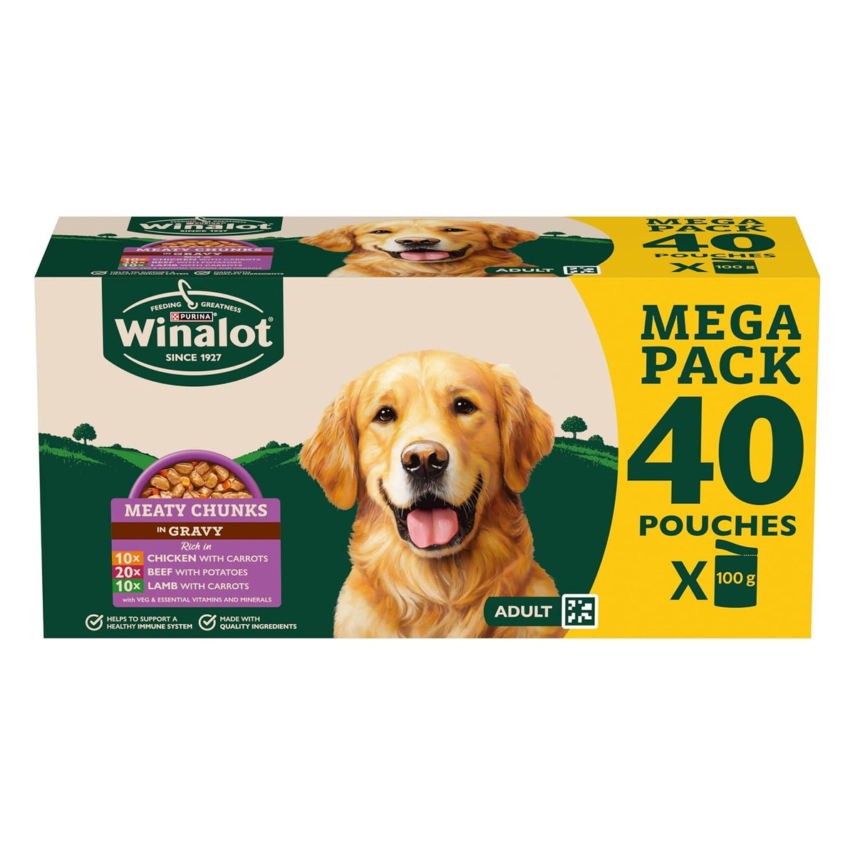 WINALOT Meaty Chunks Mixed in Gravy Wet Dog Food 40x100g
