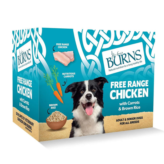 Burns Pet Natural Nutrition Adult & Senior Wet Dog Food Free Range Chicken, Carrots & Wholegrain Brown Rice 6 x 395gm