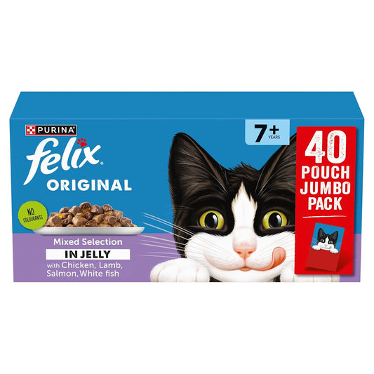 FELIX Original Senior 7+ Wet Cat Food - Mixed Selection - Jelly 40x85g