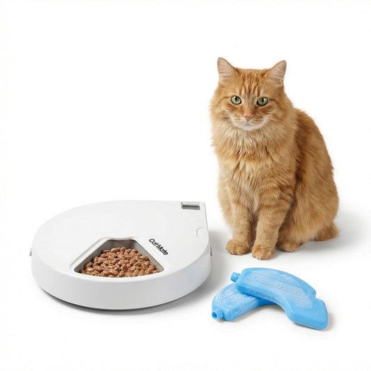Cat Mate 5-Meal Automatic Pet Feeder, 330g per Bowl, Wet & Dry Food, White