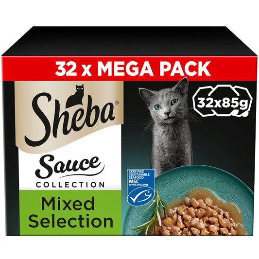 SHEBA Sauce Lover Cat Food Trays Mixed Collection 32 x 85 g
