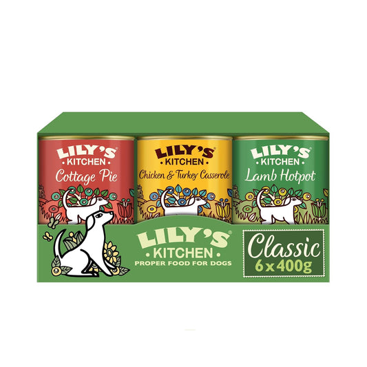 Lily's Kitchen Natural Adult Wet Dog Food Tins Classic Dinners Variety Pack 6 x 400g