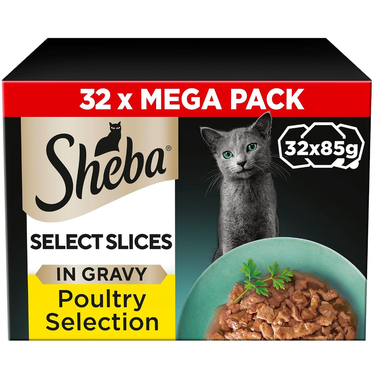 SHEBA Select Slices Cat Trays Poultry Collection in Gravy 32 x 85 g