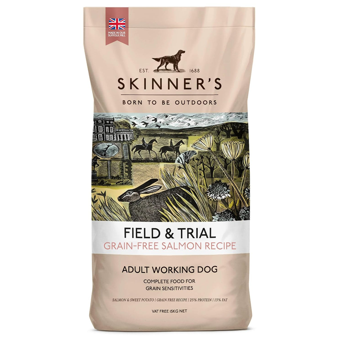 Skinners Field & Trial, Grain Free Salmon & Sweet Potato, Complete Adult Dry Dog Food, For Dogs with Intolerance to Grains, 2.5kg