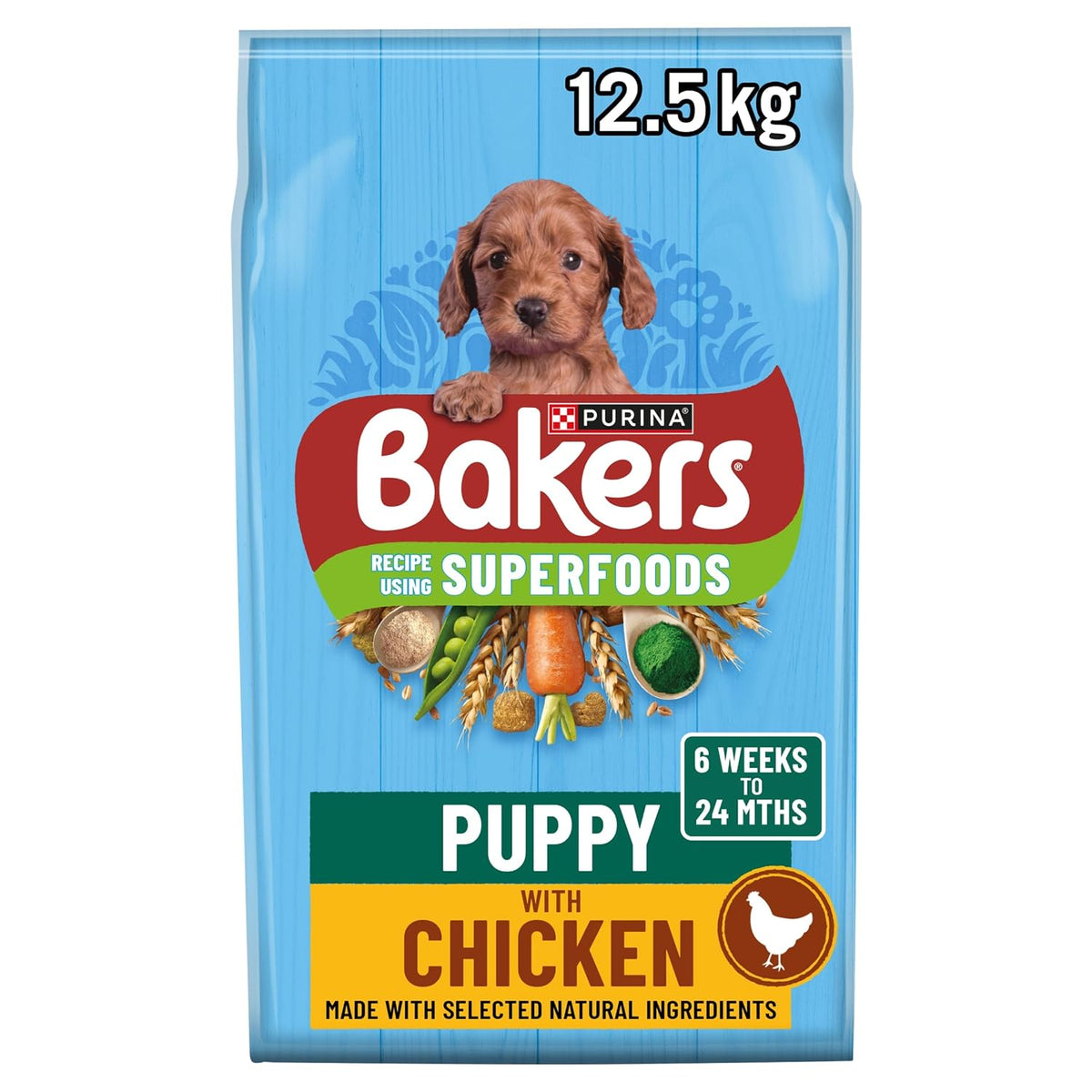 BAKERS Superfoods Puppy (6 weeks to 24 months) Dry Dog Food Chicken with Vegetables 12.5kg Pack