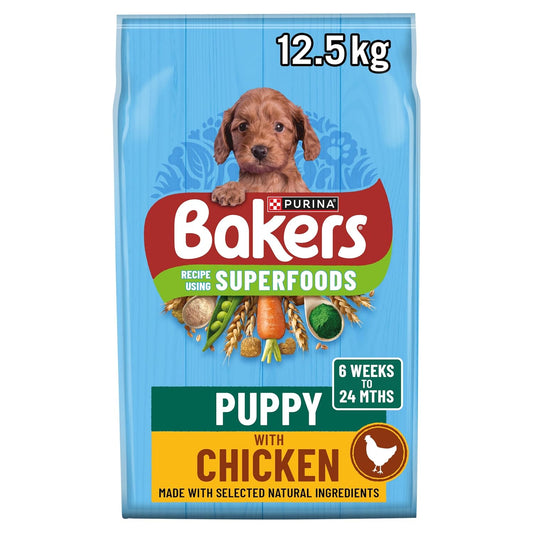 BAKERS Superfoods Puppy (6 weeks to 24 months) Dry Dog Food Chicken with Vegetables 12.5kg Pack