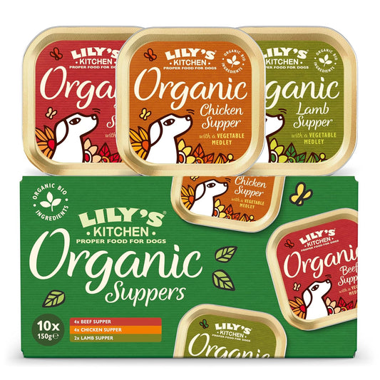 Lily’s Kitchen Made with Natural Ingredients Adult Wet Dog Food Trays Organic Variety Pack 10x150g
