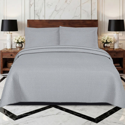 Embossed Quilted Bedspread Set with Pillow Shams | Single to Super King