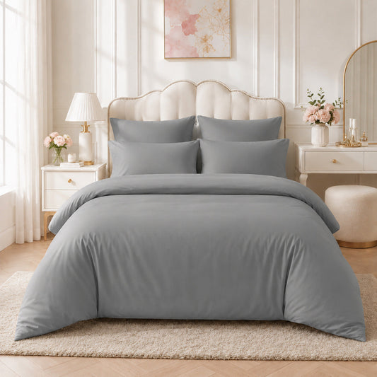 Plain Reversible Bedding Set - Charcoal