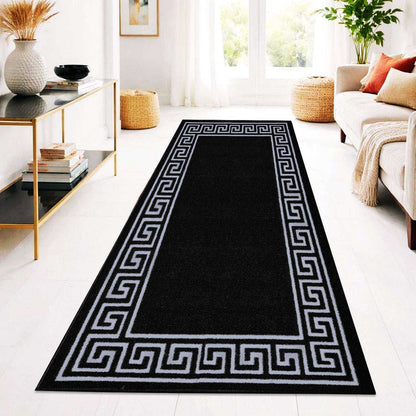Greek Pattern Runner Rug | Non-Slip Hallway & Kitchen Mat