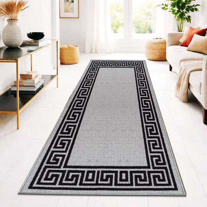 Greek Pattern Runner Rug | Non-Slip Hallway & Kitchen Mat
