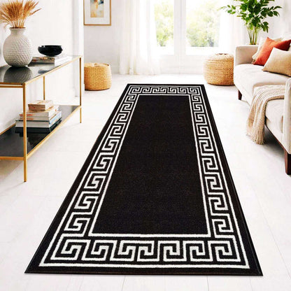 Greek Pattern Runner Rug | Non-Slip Hallway & Kitchen Mat